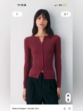 Scalloped Edge Burgundy Cardigan